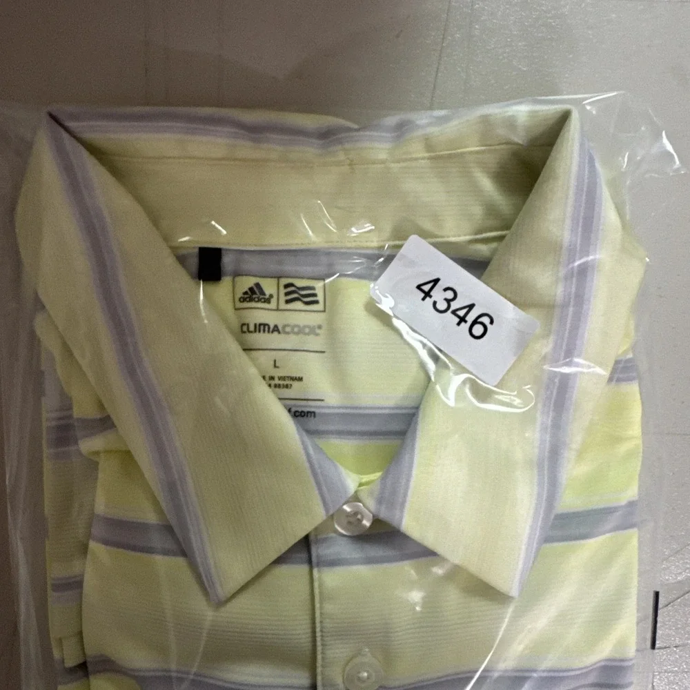 Adidas Golf Climacool Polo Shirt Mens Sz L Yellow Gray Easter Performance Tennis